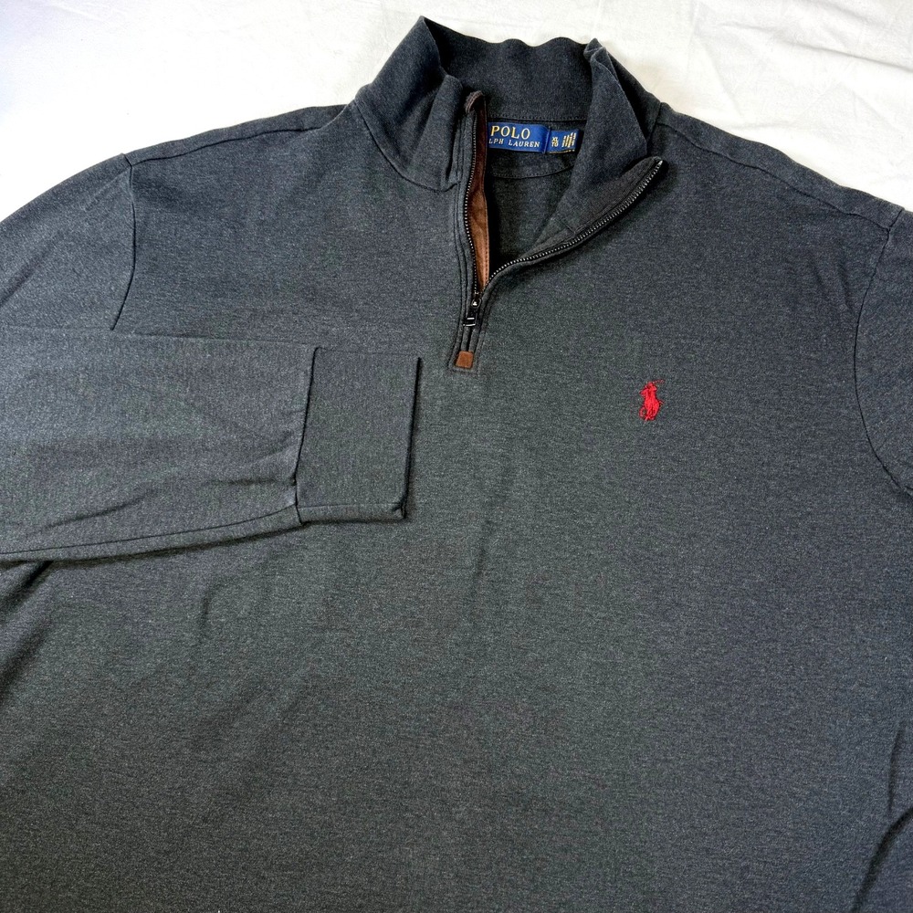 Polo Ralph Lauren‎ 1/4 Zip Sweater Men's Size XL Dark Gray Mock Neck Pullover